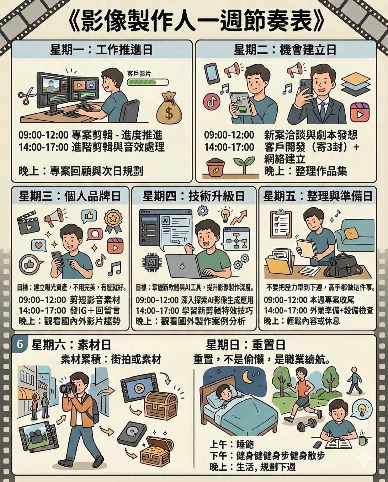 影像製作人一週節奏表